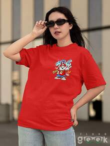 Shirt Bear T-Shirt Skate Streetwear Oversize Print Wild Bear Ref 1435 FLUXOGEEK - Đỏ - Xem 6