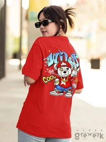 Shirt Bear T-Shirt Skate Streetwear Oversize Print Wild Bear Ref 1435 FLUXOGEEK - Đỏ - Xem 7