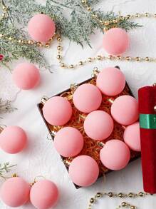 12 decorațiuni de Crăciun pentru brad, bile de catifea lucrate manual, decorațiuni de Crăciun cu bile de catifea roz, decorațiuni de Crăciun cu bile de 3,15 inci, bile din plastic plușate, ornamente de Crăciun suspendate, ornamente de Crăciun plușate pentru petreceri, bile de catifea lucrate manual, decorațiuni de Crăciun pentru brad, bile de catifea de Crăciun (produsul include frânghie)