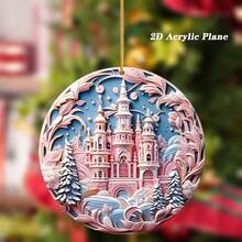 قطعة واحدة تزيين شجرة عيد الميلاد مسطح دائري من البلاستيك الشفاف بشكل بابا نويل وردي اللون، ديكور للمنزل والغرف المعيشة والمطبخ وغرفة الطعام والشرفة والنافذة ، ديكور لحفلات الأعياد والأصدقاء