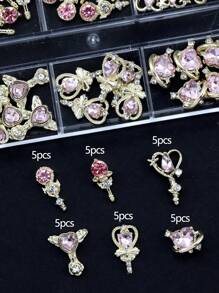 30 Pieces Per Box Of Nail Art Nail Accessories, Three-Dimensional Nail Art Set, Pink, Blue, White, Fairy Stick, Beautiful Girl Series, Sparkling Gemstone Crystal Diy Nail Products Nail Supplies Nails Nail Charms