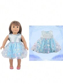 1 pieza Vestido de muñeca - Vestido con falda esponjosa de tul con moño, apto para muñecas American Girl de 18 pulgadas (la muñeca no está incluida), muñecas Reborn de 43 cm, regalo perfecto para niñas, ropa de muñeca, muñeca Reborn, ropa de muñeca Reborn