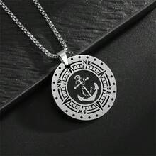 1 件装不锈钢复古北欧维京指南针锚勋章吊坠项链男士时尚炫酷摩托车骑行派对首饰 - 時尚 - 查看 2