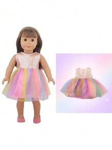 1 pieza Vestido de muñeca - Vestido con falda esponjosa de tul con moño, apto para muñecas American Girl de 18 pulgadas (la muñeca no está incluida), muñecas Reborn de 43 cm, regalo perfecto para niñas, ropa de muñeca, muñeca Reborn, ropa de muñeca Reborn