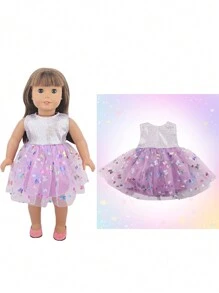 1 pieza Vestido de muñeca - Vestido con falda esponjosa de tul con moño, apto para muñecas American Girl de 18 pulgadas (la muñeca no está incluida), muñecas Reborn de 43 cm, regalo perfecto para niñas, ropa de muñeca, muñeca Reborn, ropa de muñeca Reborn