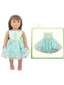 1 pieza Vestido de muñeca - Vestido con falda esponjosa de tul con moño, apto para muñecas American Girl de 18 pulgadas (la muñeca no está incluida), muñecas Reborn de 43 cm, regalo perfecto para niñas, ropa de muñeca, muñeca Reborn, ropa de muñeca Reborn