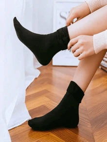 Unisex Winter Warm Socks - Thick Insulation Layer, Moisture-Wicking, Mid-Calf Length, Suitable For Skiing, Snowboarding, Hiking - Solid Color Design, Hand/Machine Washable, Essential Winter Accessory, Warm Gear, Simple & Comfortable Fit - Multicolor - View 8
