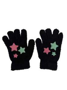 1 Cặp Găng Tay Thiết Kế Ngôi Sao Mờ, Chống Gió 5 Ngón Tay & Ấm Áp Cho Đạp Xe Ngoài Trời, Quà Tặng Giáng Sinh - 12-16Y - Xem 2