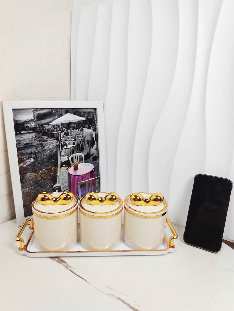 1 zestaw uszczelnionych słoików z tacką, codzienne artykuły gospodarstwa domowego