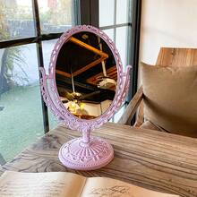 复古欧式 360 度旋转心形梳妆台台式镜，化妆镜，适用于卧室、宿舍、公主风格的最佳礼物 - 彩色 - 查看 8