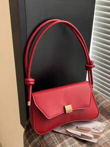 Nuevo bolso de mano de mujer de unicolor de PU, estilo de moda casual con herrajes metálicos, actual de moneda/monedero pequeño