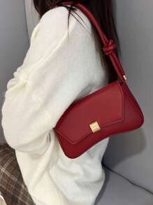 Nuevo bolso de mano de mujer de unicolor de PU, estilo de moda casual con herrajes metálicos, actual de moneda/monedero pequeño
