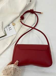 Nuevo bolso de mano de mujer de unicolor de PU, estilo de moda casual con herrajes metálicos, actual de moneda/monedero pequeño