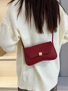 Nuevo bolso de mano de mujer de unicolor de PU, estilo de moda casual con herrajes metálicos, actual de moneda/monedero pequeño