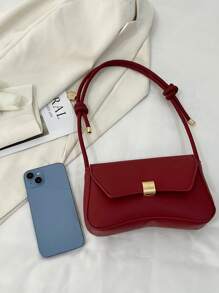 Nuevo bolso de mano de mujer de unicolor de PU, estilo de moda casual con herrajes metálicos, actual de moneda/monedero pequeño