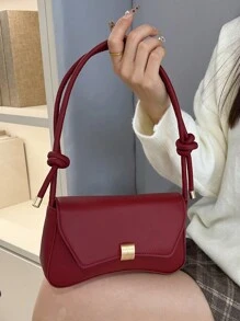 Nuevo bolso de mano de mujer de unicolor de PU, estilo de moda casual con herrajes metálicos, actual de moneda/monedero pequeño