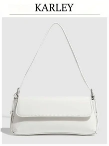 女士简约单肩包、酒红色小包、法棍包、简约单肩包、Y2K 斜挎包、手提包 - 白色 - 查看 8