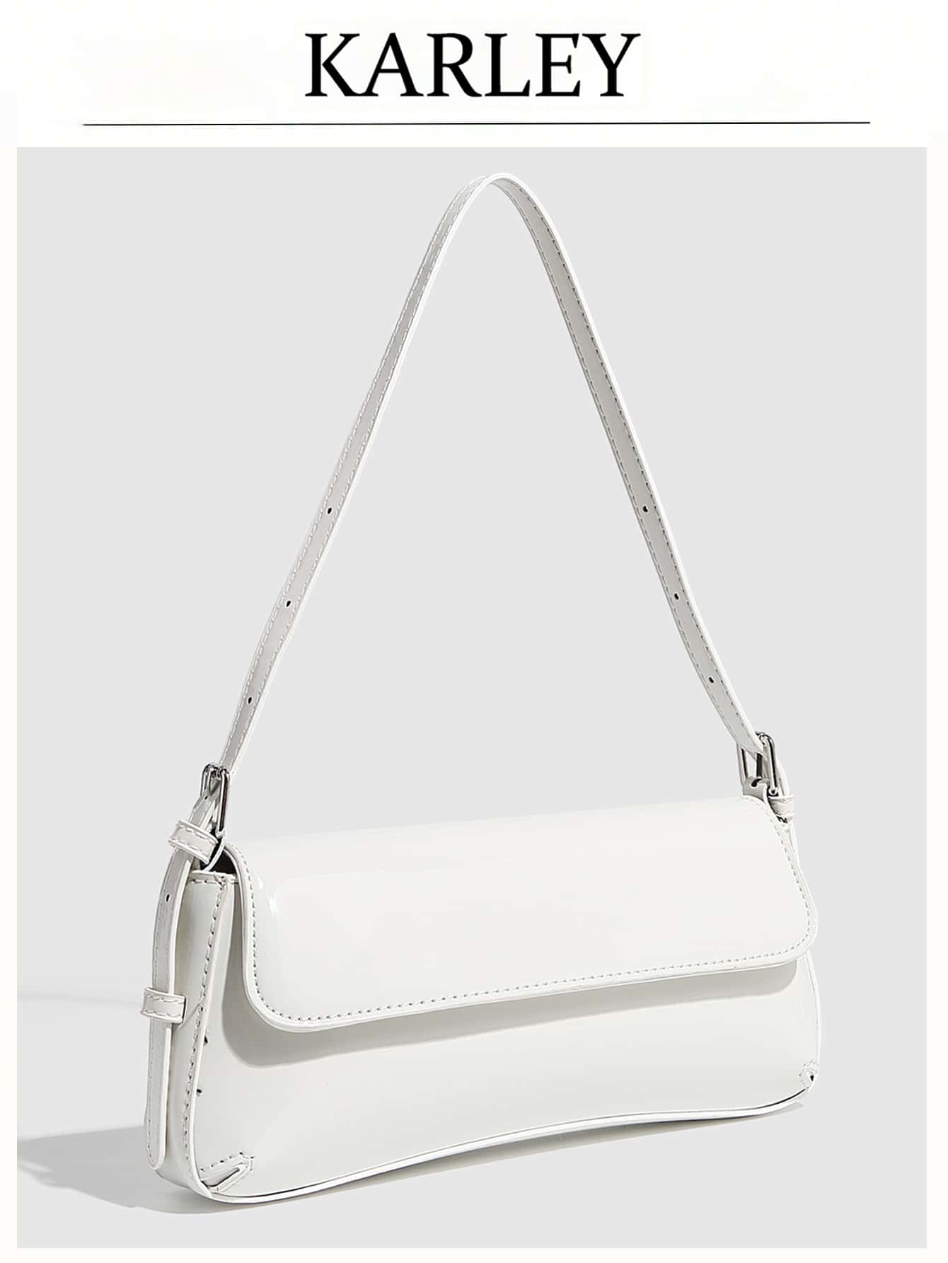 女士简约单肩包、酒红色小包、法棍包、简约单肩包、Y2K 斜挎包、手提包 - 白色 - 查看 1