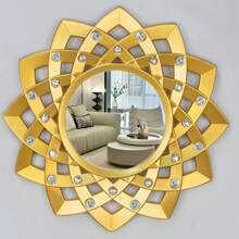 Set di 3 specchi da parete in plastica dorata creativa, decorazione da parete elegante e di lusso, senza elettricità necessaria (25 cm/9,84 pollici), ideale per soggiorno, camera da letto, ingresso, decorazione per la casa, ottimo regalo
