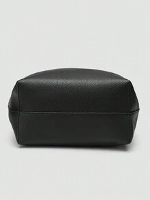 1pc Solid Color PU Leather Bucket Bag, Suitable For Women Daily Use - Black - View 6