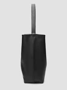 1pc Solid Color PU Leather Bucket Bag, Suitable For Women Daily Use - Black - View 4