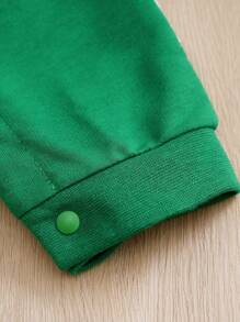 Yierying Newborn Baby Boy Cute Christmas Pattern Green Jumpsuit & Round Neck Set - Green - View 4