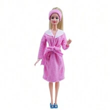 Bộ phụ kiện quần áo búp bê nữ thời trang 11,5 inch: Áo choàng tắm, đồ ngủ, mặt nạ mắt, băng đô tắm, dép lê, đinh tán, vòng tay, kiểu dáng tùy chọn, để chơi cảnh nhà (không có búp bê) - Nhiều màu - Xem 5