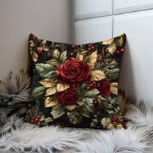 1 Stück 18"X18" elegante vintage Rose Deko Kissenbezug (einseitiger Muster), geeignet für Heimdekoration, Sofa, Bett oder Fenstersitzauflage (Kissenfüllung nicht enthalten)