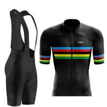 男友风格男士骑行套装自行车踏板优质短袖衬衫防紫外线和背带短裤带 GEL 保护 - 紅色 - 查看 1