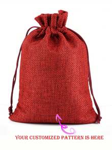 Customized Christmas Burlap Drawstring Bags, Christmas Gift Bags, Candy Bags, Jewelry Gift Bags, Wedding Gift Burlap Pouches, Holiday Candy Bags - Multicolor - View 10