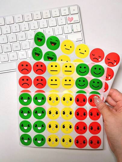 24/240/1200 Pieces Happy/Sad/Neutral Face Stickers, Reward & Behavior Emotion Stickers, Teacher ,Self-Adhesive Motivational Stickers,Halloween Decorations Back To School