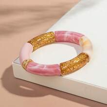 1pc Fashionable Leopard Print Acrylic Curved Adjustable Bracelet, Suitable For Women's Daily Wear - Geometric - View 20