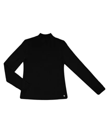 Rovitex Black Ribbed Long Sleeve Blouse - 黑色 - 查看 5