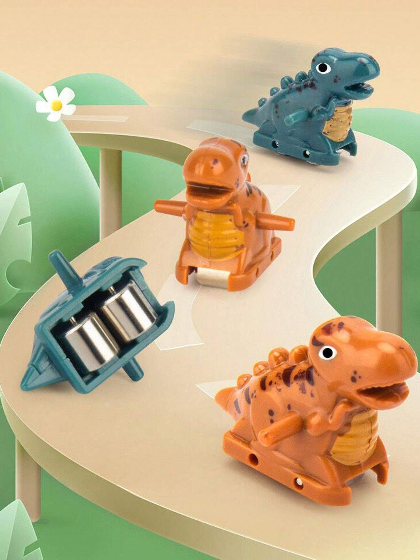 Electric Dinosaur Slider Toy With Stair Climbing Track, Light & Music