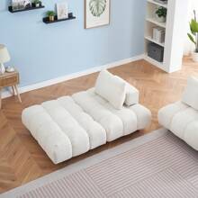MoolSun Luxury Living Room Combination Sofa, Oversized Combination Sofa With Reversible Lounge Chair, Modern Modular Combination Sofa, Teddy Fabric Sofa With Wide Open Seats, Detachable Modular Sofa, Tapered Legs, Suitable For Apartments, Living Rooms, Offices, And Reception Areas. ﻿ - (2PC) 米色 - 查看 5