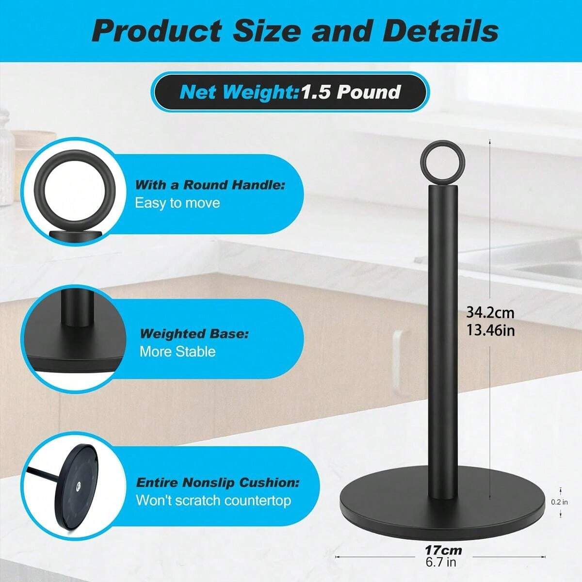 Paper Towel Holder Countertop, Black Paper Towel Holder For Standard