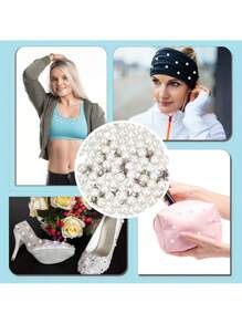 50 套珍珠铆钉、半孔人造珍珠铆钉纽扣适用于帽子/鞋子/衣服/包/裙子/新娘面纱 DIY 配件（6 毫米/8 毫米/10 毫米） - 米色 - 查看 6