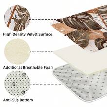 1 件家居、房间、花园、庭院、浴室、厨房装饰垫，叶子图案柔软舒适放松地毯，机器边缘耐用，多种尺寸可供选择 - 购买前测量 - 彩色 - 查看 5