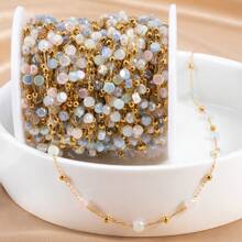 1m/Pc Stainless Steel Colorful Crystal Bead Chain, Suitable For Jewelry And Necklace DIY - Stainless Steel-1 Meter - View 3