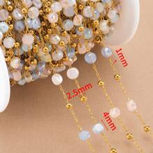 1m/Pc Stainless Steel Colorful Crystal Bead Chain, Suitable For Jewelry And Necklace DIY - Stainless Steel-1 Meter - View 2