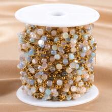 1m/Pc Stainless Steel Colorful Crystal Bead Chain, Suitable For Jewelry And Necklace DIY - Stainless Steel-1 Meter - View 4