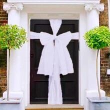 4pcs Christmas Organza Bow Flowers, Red, White, Grey, Gold Colors, Organza DIY Door Bow, Bowknot, For Christmas & New Year Wreath, Curtain, Bow Size Approx 55*75CM, Organza Fabric 75*900CM For DIY Butterflies, Easy And Practical - Multicolor - View 6