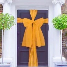 4pcs Christmas Organza Bow Flowers, Red, White, Grey, Gold Colors, Organza DIY Door Bow, Bowknot, For Christmas & New Year Wreath, Curtain, Bow Size Approx 55*75CM, Organza Fabric 75*900CM For DIY Butterflies, Easy And Practical - Multicolor - View 8