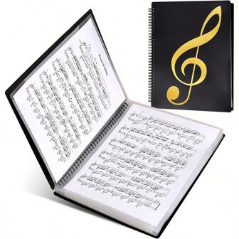 Music Folder, Durable A4 Music Folder With 40 Pockets, Writable Spiral Choir Folder, A4 - Music File File Storage Folder - High Quality PP Page Adhesive For Choral, Band, Choir, Musician, Performer