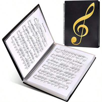 Music Folder, Durable A4 Music Folder With 40 Pockets, Writable Spiral Choir Folder, A4 - Music File File Storage Folder - High Quality PP Page Adhesive For Choral, Band, Choir, Musician, Performer