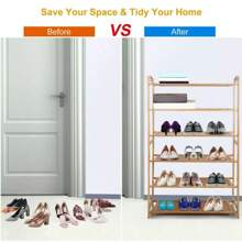 6 Tier Wooden Shoe Rack Storage Shelves Footwear Rack Organiser Stand Shelf Unit - Default - View 9
