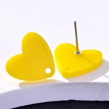 20pcs Colorful Acrylic Heart Shaped Earring Studs For Women, Jewelry DIY Accessories Valentines
