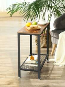 VASAGLE Industrial Side Table, End Table, Bedside Table With Mesh Shelf, Easy Assembly, Narrow And Space Saving In Living Room, Bedroom, Steel, 60 X 30 X 60 Cm, Rustic Brown - Chocolate Brown - View 4