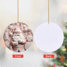 قطعة واحدة تزيين شجرة عيد الميلاد مسطح دائري من البلاستيك الشفاف بشكل بابا نويل وردي اللون، ديكور للمنزل والغرف المعيشة والمطبخ وغرفة الطعام والشرفة والنافذة ، ديكور لحفلات الأعياد والأصدقاء