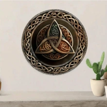 1 件凯尔特三叉戟符号 2D 金属墙饰（8 英寸 X 8 英寸） - 完美的礼物，适用于圣诞节家居、花园或庭院装饰，顶部、底部和侧面已预钻孔，随机发送 - 彩色 - 查看 3